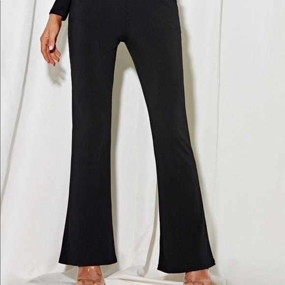 Shein Rib-Knit Flare Leg Pants Small - Picture 4 of 6